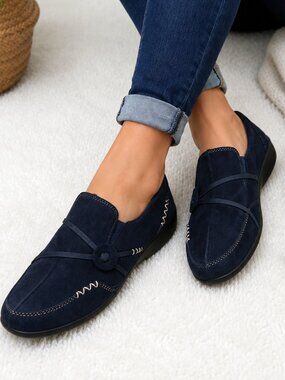 CLASSIQUE Women’s Navy Blue Loafers Flats Size 9M – Elastic Strap